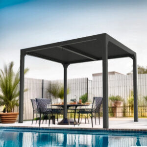 Pergola Bioclimatique avec dentelle, Aluminium gris anthracite, 2.40 x 3.00m